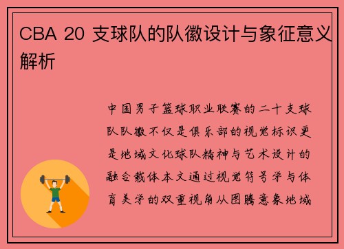 CBA 20 支球队的队徽设计与象征意义解析