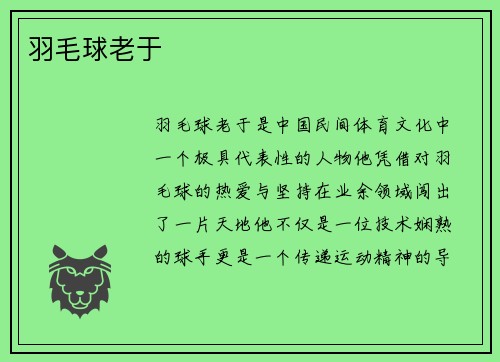 羽毛球老于
